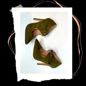 JG Olive Green Suede Stiletto Heels | SIZE 6.5
